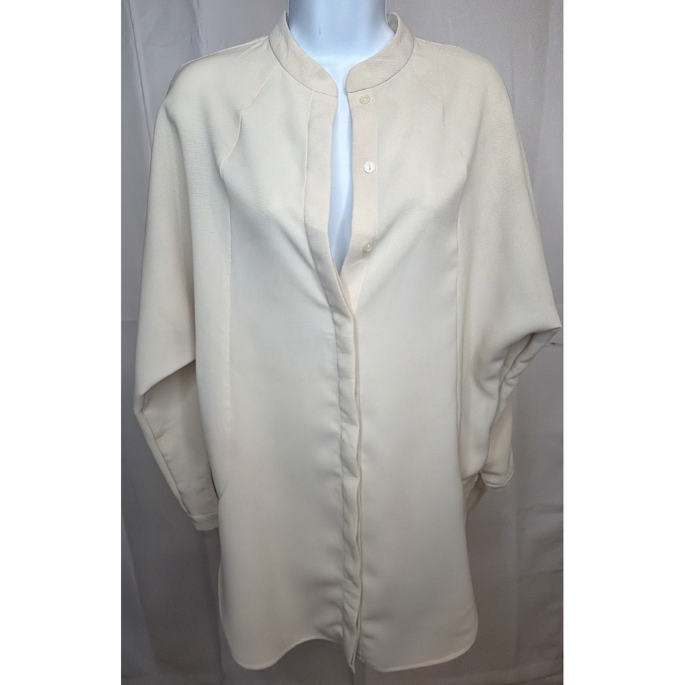 Topshop Womens Size 6 Ivory Longline Tunic Blouse Dolman Sleeve Minimalist